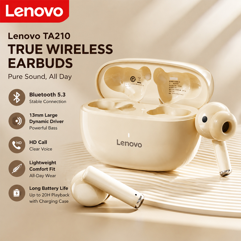 Anc Wireless Over Ear Headphones - Auriculares inalámbricos Bluetooth Lenovo TA210 con