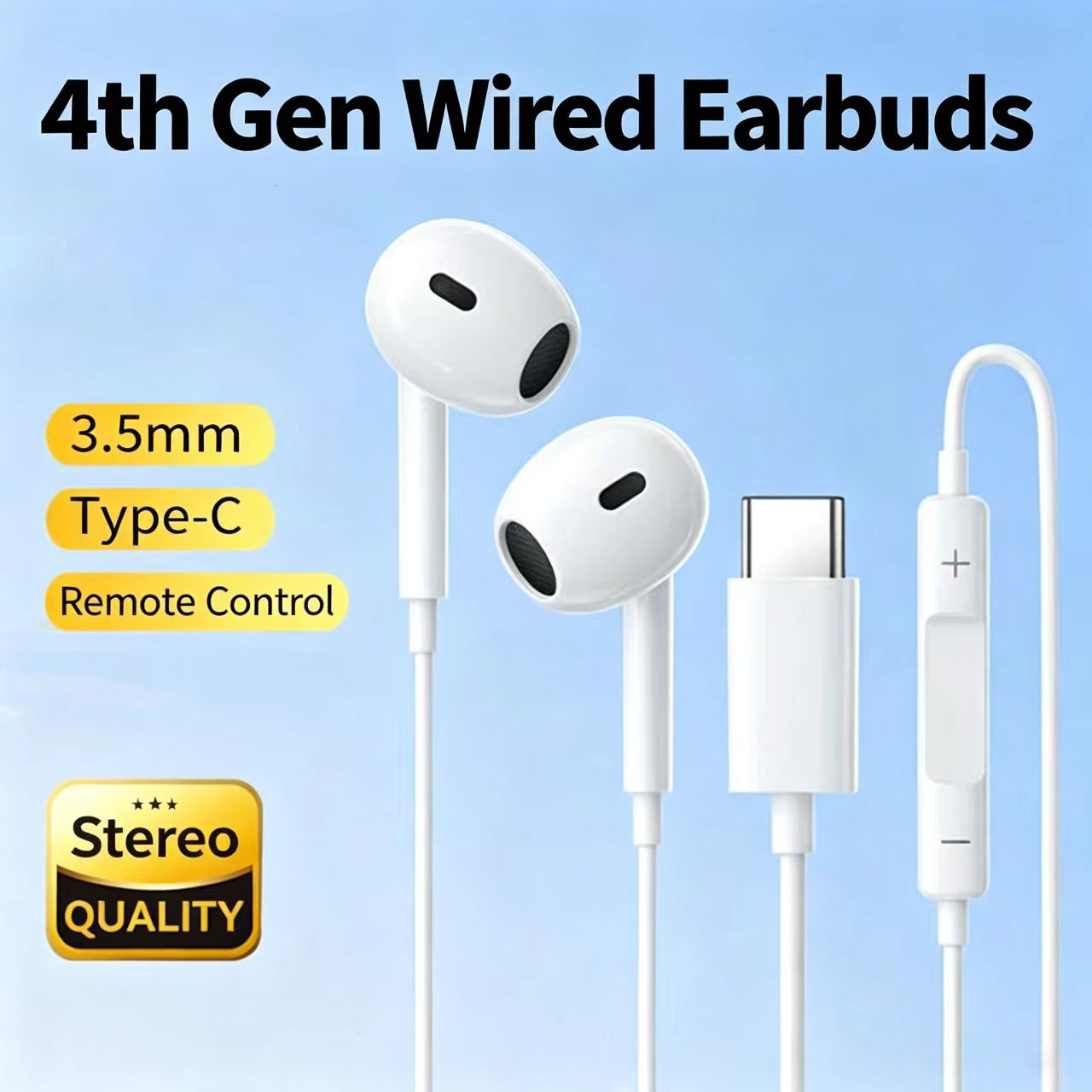 Type C Wired Earphones With Mic - Auriculares intrauditivos con cable tipo C