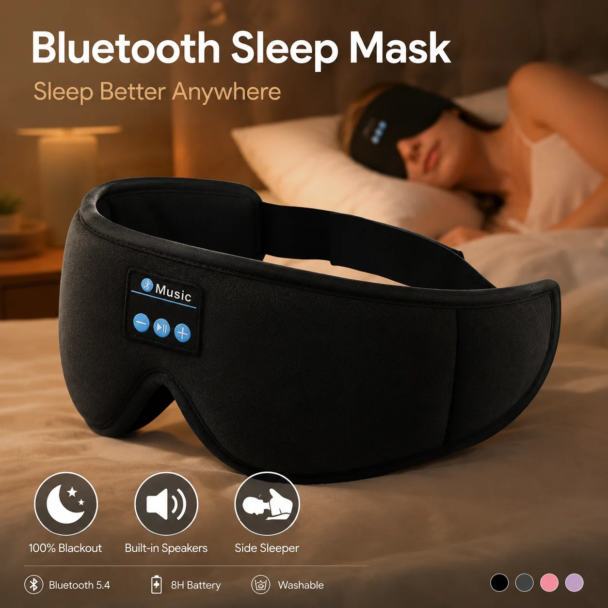 Sleep Mask Headphones Bluetooth - Antifaz Inalámbrico para Dormir con Auriculares,
