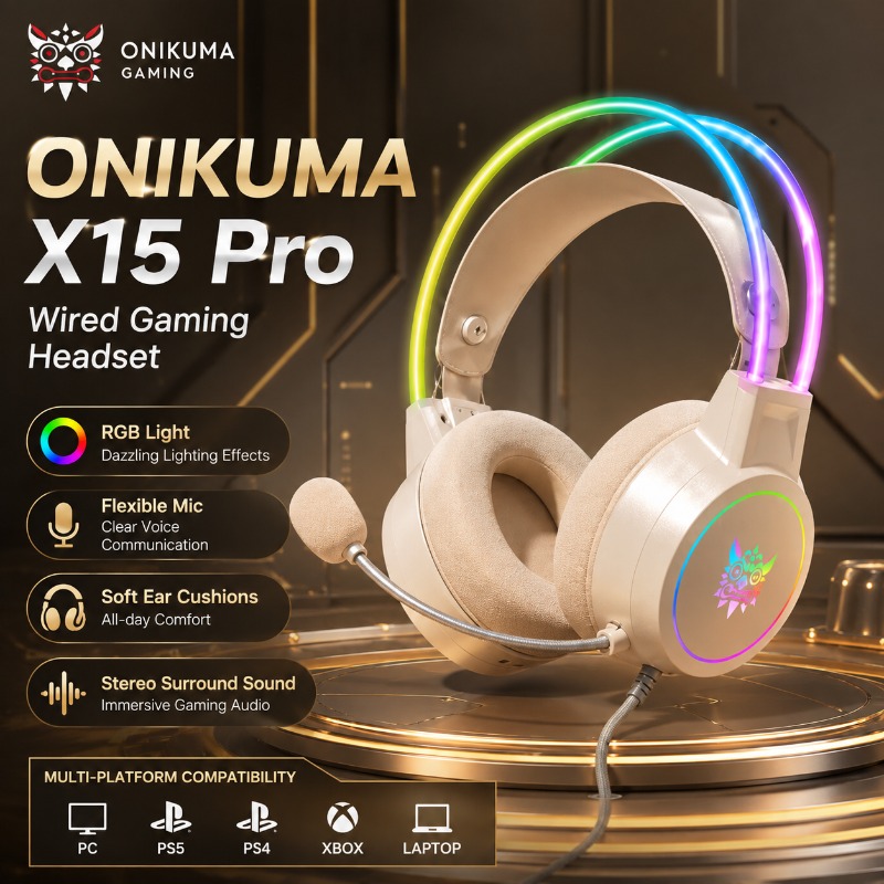 Gaming Headset With Mic Rgb - Auriculares para Juegos ONIKUMA X15 Pro,