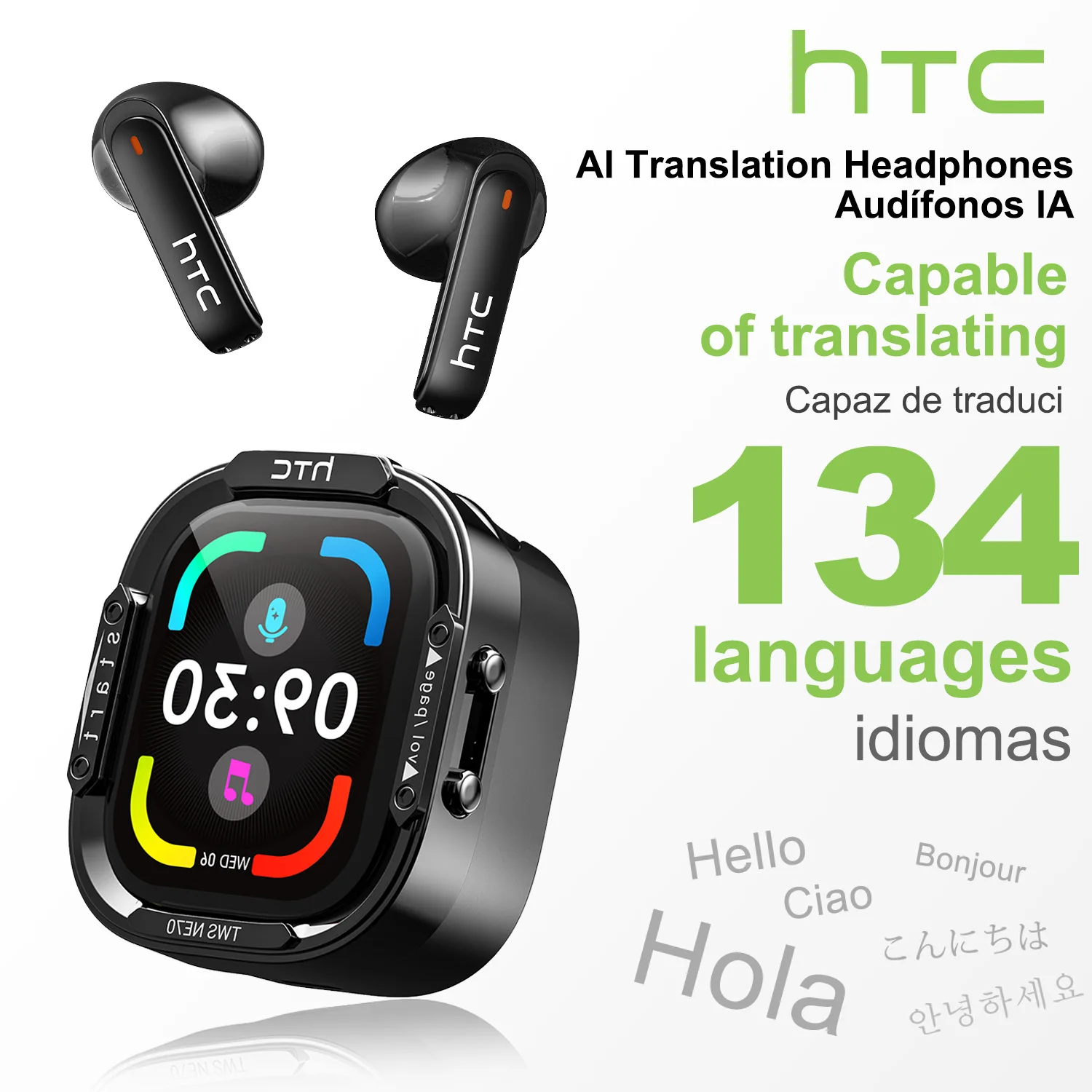 Type C Wired Earphones With Mic - Audífonos Bluetooth V6.0 HTC NE70, Audífonos