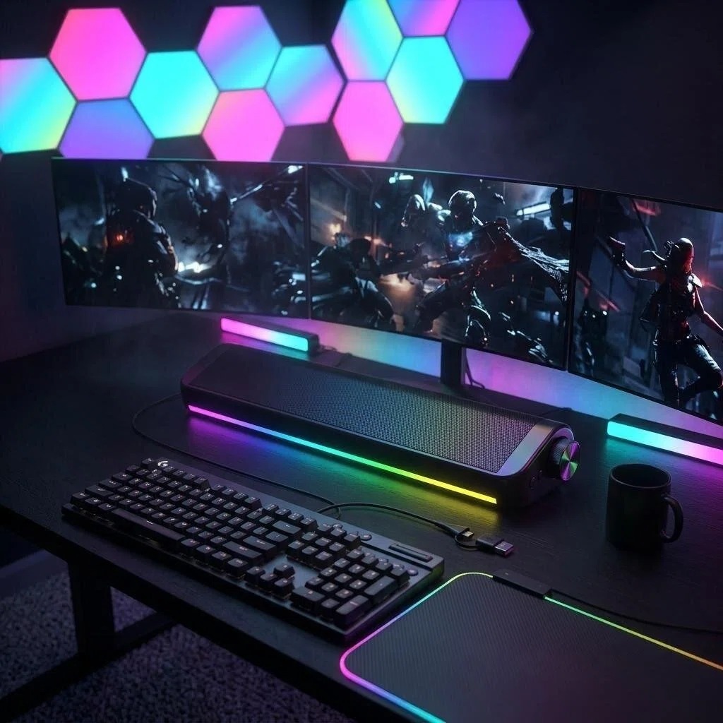 Altavoz con cable Bluetooth pa - Rgb Computer Soundbar For Pc reseña y precio