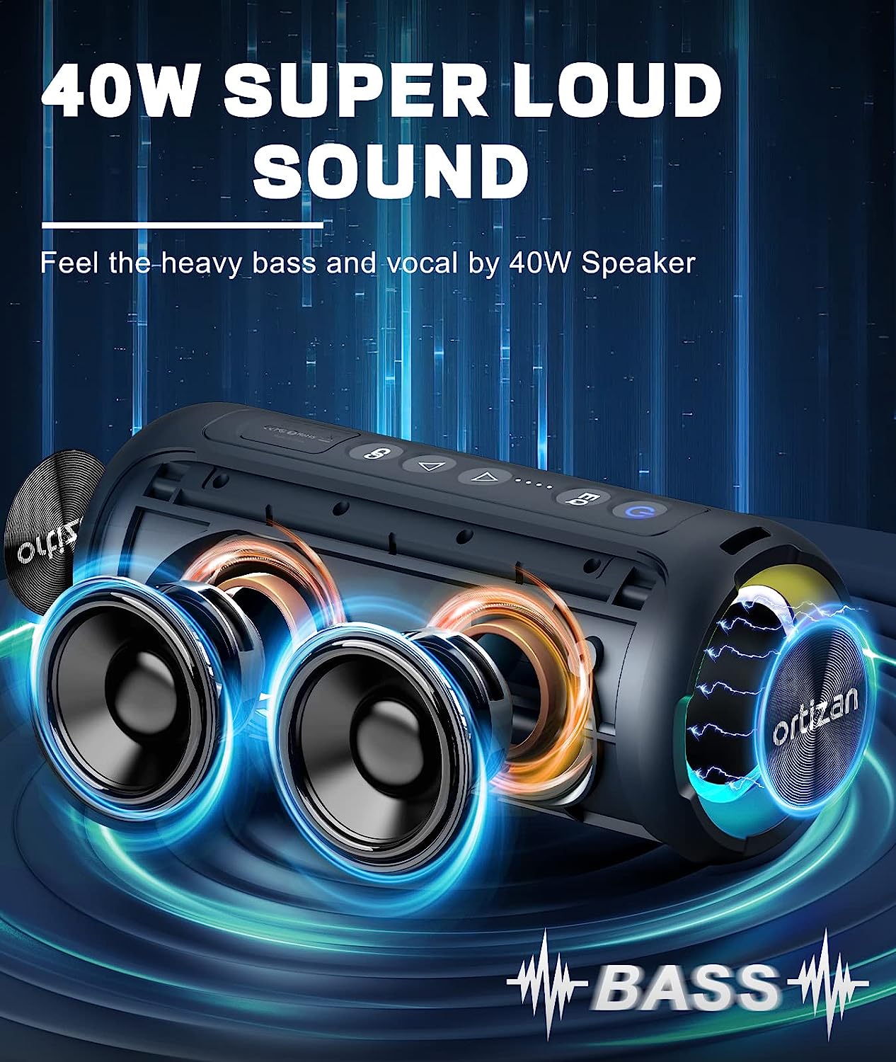 Altavoces Bluetooth Ortizan, a - Portable Bluetooth Speaker Waterproof Ipx7 reseña y precio
