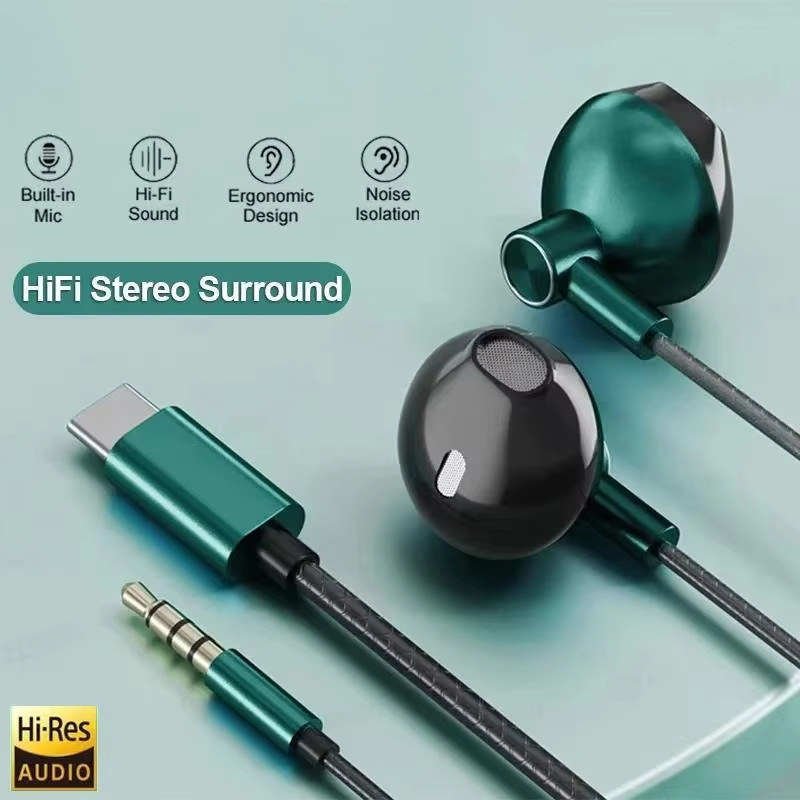 Auriculares estéreo HIFI tipo  - Type C Wired Earphones With Mic reseña y precio