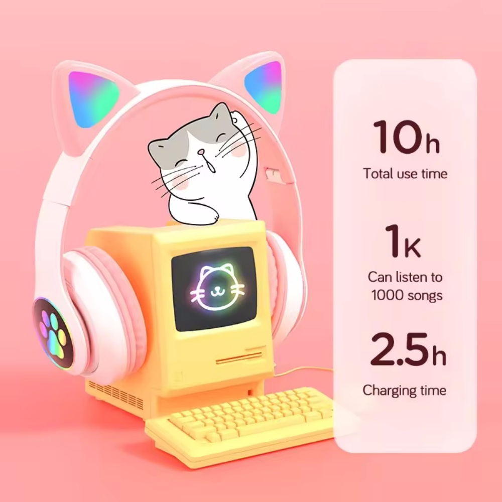 Audífonos Bluetooth con Orejas - Cat Ear Bluetooth Headset Led reseña y precio