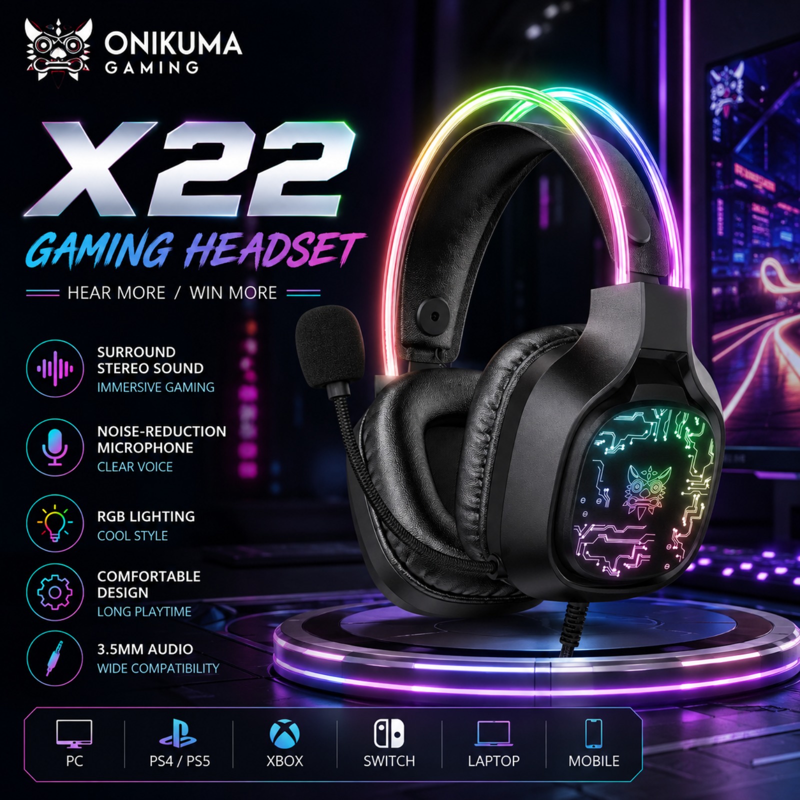 Auriculares para Juegos con Ca - Gaming Headset With Mic Rgb reseña y precio
